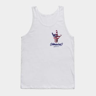 I Love You Hand Sign Gesture USA American Flag Cute Tank Top